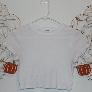 White Short Sleeve Crop Top